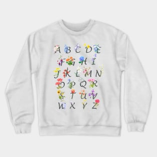 letters and flowers vertical Crewneck Sweatshirt